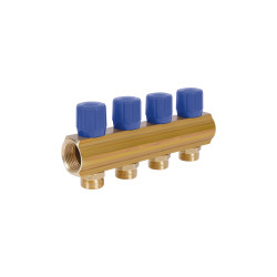 Колектор Icma з регулювальними вентилями 1" 4 виходи №1105 (Blue) (871105PJ0512)
