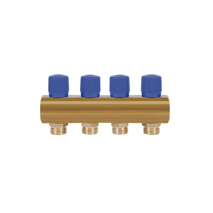 Колектор Icma з регулювальними вентилями 1" 4 виходи №1105 (Blue) (871105PJ0512)
