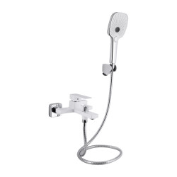 Змішувач для ванни Qtap Gemini (з душовим гарнітуром) QTGEM259CRW45683 Chrome/White (QTGEM259CRW45683)