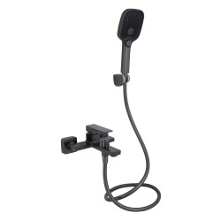 Змішувач для ванни Qtap Gemini (з душовим гарнітуром) QTGEM259GMB45684 Gunmetal Black PVD (QTGEM259GMB45684)