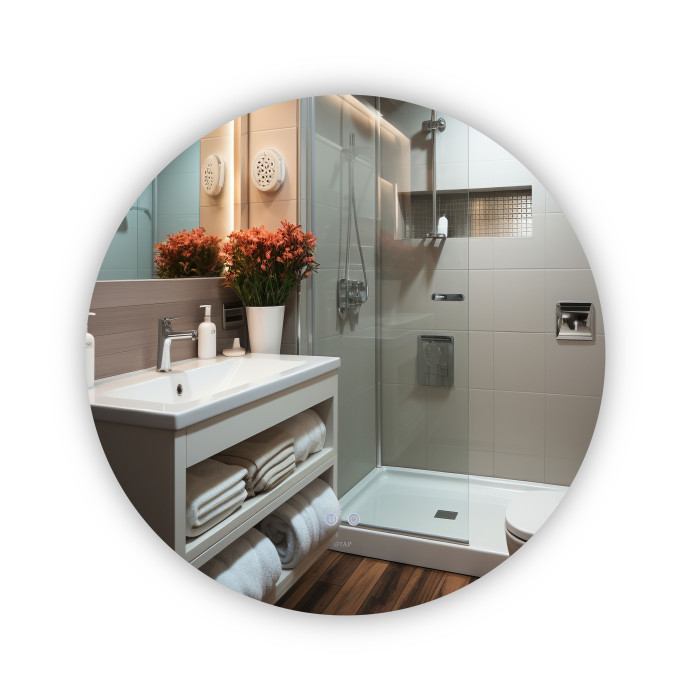 Дзеркало Qtap Taurus R800 з LED-підсвічуванням Touch, з антизапотіванням, з димером, рег. темп. кольору (3000-6500K) QT2478R807 (QT2478R807)