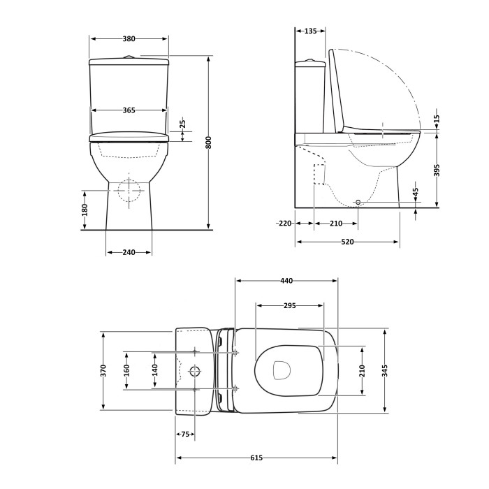 Унітаз підлоговий Qtap Aries Rimless безобідковий з сидінням Soft-close WHITE QT03228302W (QT03228302W)