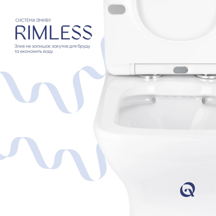 Унітаз підлоговий Qtap Aries Rimless безобідковий з сидінням Soft-close WHITE QT03228302W (QT03228302W)