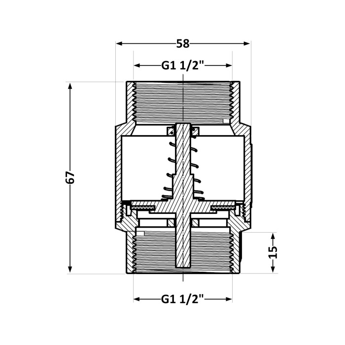 Зворотний клапан Thermo Alliance Standart 1 1/2"ВВ із латунним штоком TAS240W40 (TAS240W40)