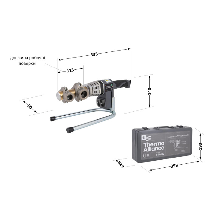 Паяльник для пластикових труб Thermo Alliance STD-102 Ø20-32 (автоматичний 700W) (STD-102)