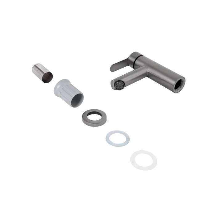 Змішувач для раковини Brinex Pure 001F низький  Graphite BRIPUR001FGRP (BRIPUR001FGRP)