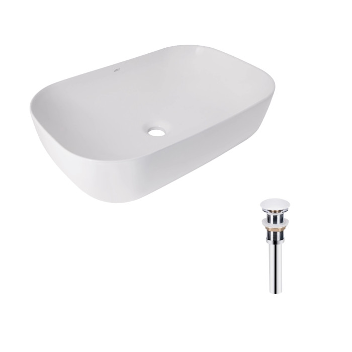 Комплект Qtap Robin: Раковина накладна прамокутна 600x390x150 мм White + Донний клапан PU02 (QT13112143PWN47297)