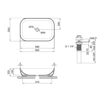 Комплект Qtap Robin: Раковина накладна прамокутна 600x390x150 мм White + Донний клапан PU02 (QT13112143PWN47297)