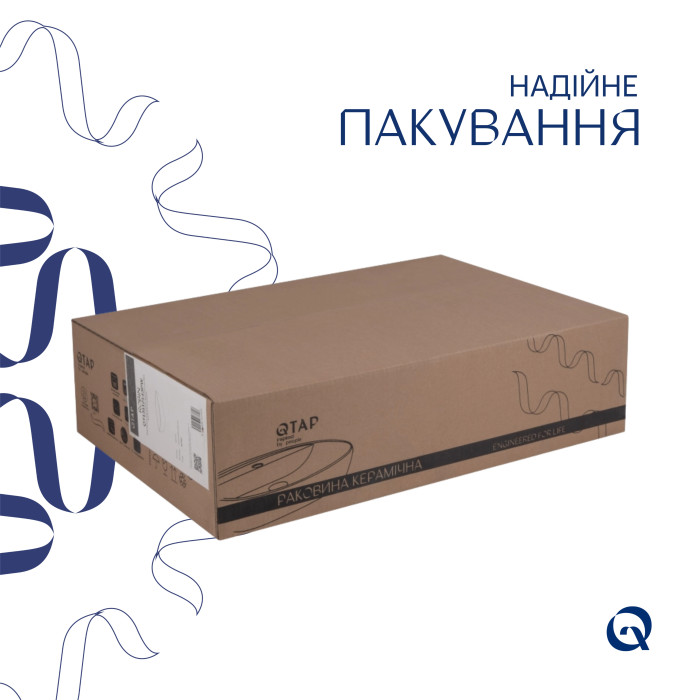 Комплект Qtap Robin: Раковина накладна прамокутна 600x390x150 мм White + Донний клапан PU02 (QT13112143PWN47297)