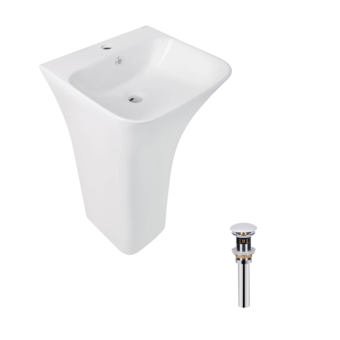 Комплект Qtap Crow: Раковина напольна моноблок 445x420x840 мм White + Донний клапан PU02O (QT0511G315WN47321)