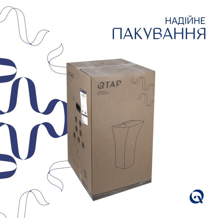 Комплект Qtap Crow: Раковина напольна моноблок 445x420x840 мм White + Донний клапан PU02O (QT0511G315WN47321)