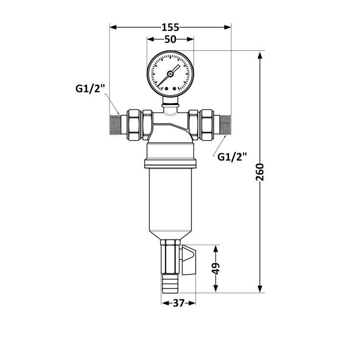 Фільтр самопромивний Thermo Alliance Standart 1/2" тонкого очищення, пластикова колба TAS128W15 (TAS128W15)