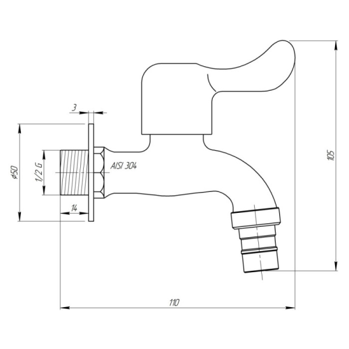 Кран кульовий для поливу Thermo Alliance Standart 1/2" нерж. TAS348W15SS (TAS348W15SS)