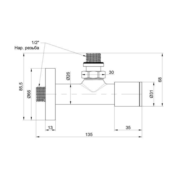 Комплект кранів Thermo Alliance Standart 1/2" З для рушникосушарки кутовий чорний SF395W15B (SF395W15B)