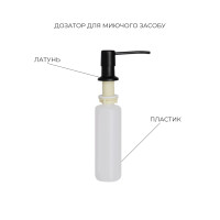 Комплект Lidz Handmade H5050B Мийка для кухні інтегрована BlackPVD у комплекті з дозатором + Lidz K01B Корзина для кухонної мийки (LDH5050BPVD4361947526)