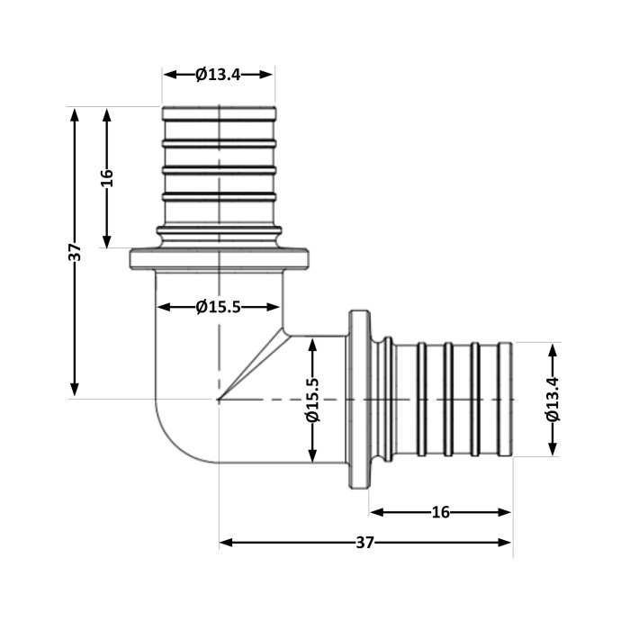 Кут натяжний Icma №1035 d16х2,2 851035BO05 (851035BO05)
