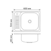 Кухонна мийка Brinex 6050-R 0,6 мм Satin (BRIN6050RSAT06) (BRIN6050RSAT06)