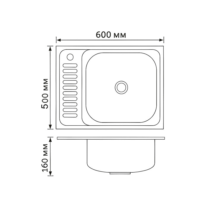 Кухонна мийка Brinex 6050-R 0,6 мм Satin (BRIN6050RSAT06) (BRIN6050RSAT06)