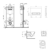 Готове рішення Qtap для ванної кімнати: підвісний унітаз Swan Ultra Quiet 520x360x320 + комплект інсталяції Nest 4 в 1 (лінійна клавіша White) (QT16335180W48182)