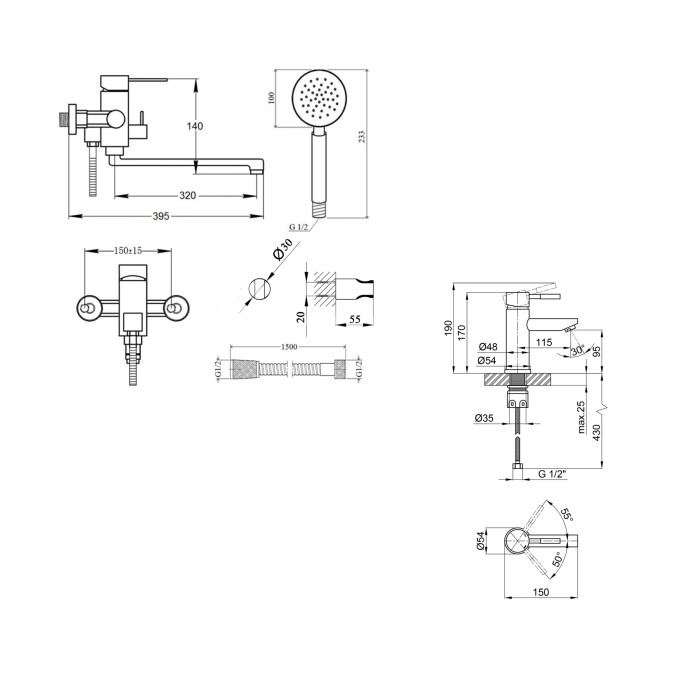 Акційний набір Lidz Aria: Змішувач 005 Nickel + Змішувач 001F Nickel (LDARI005NKS3493948546)