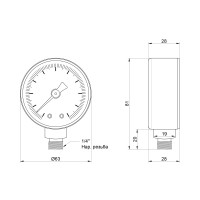 Манометр Icma 1/4" 0-6 бар, нижнє підключення №244 (91244AB10)