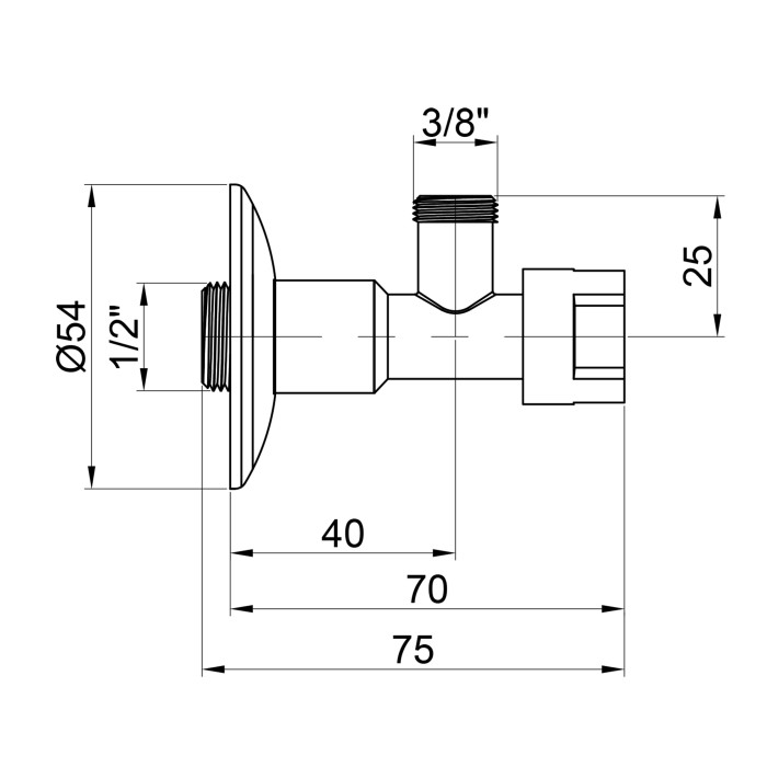 Кран приладовий буксовий Icma 1/2" х3/8" кутовий №519 (90519AC07)