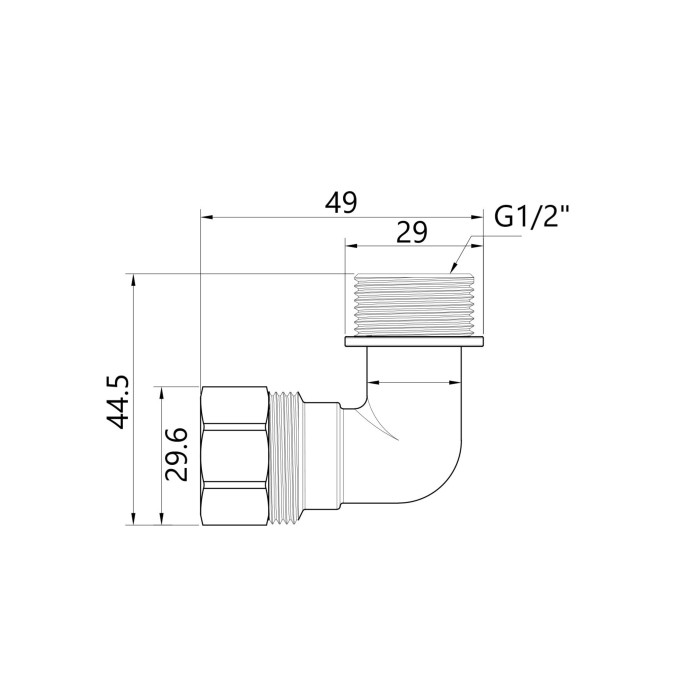 Кут обтискний SD Plus 20х1/2" ЗР SD157W2015 (SD157W2015)
