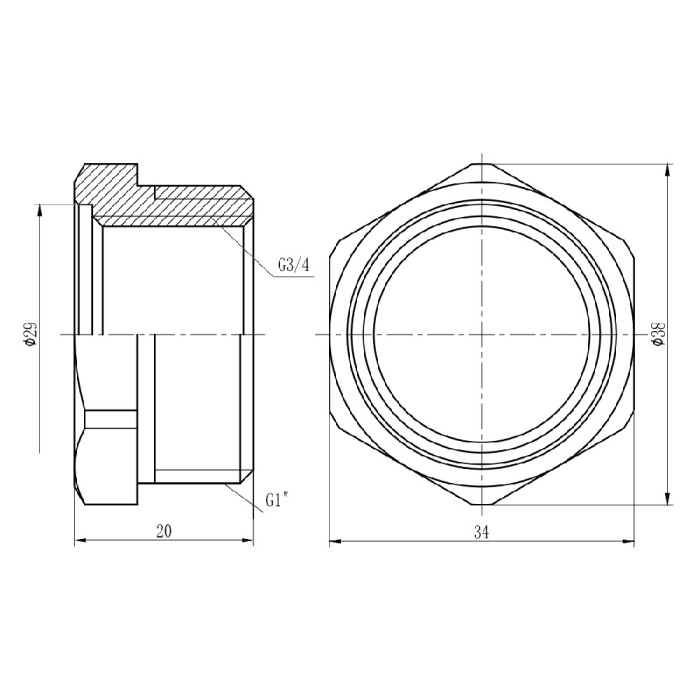 Футорка SD Forte 1"х3/4" ЗВ SF3742520 (SF3742520)