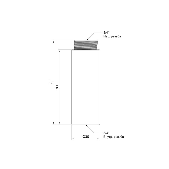 Подовжувач SD Plus 80х3/4" хром SD1302080 (SD1302080)