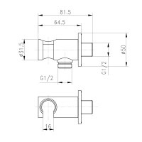 Підключення з тримачем для шланга Qtap Spojeni округле QTCRMBH030 Chrome (QTCRMBH030)