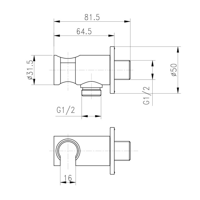 Підключення з тримачем для шланга Qtap Spojeni округле QTCRMBH030 Chrome (QTCRMBH030)