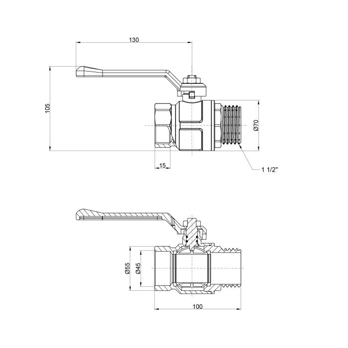 Кран шаровой Icma 1" 1/2 прямой №352 (87352AH11)