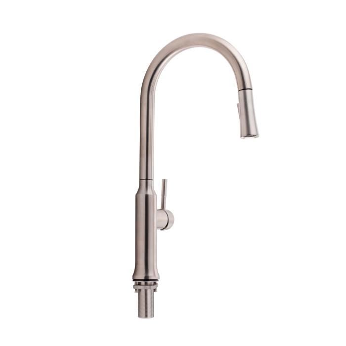 Змішувач для кухні Qtap Baruska з висувним виливом QTBAR9137103UN Brushed Nickel PVD (QTBAR9137103UN)