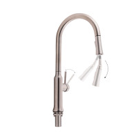 Змішувач для кухні Qtap Baruska з висувним виливом QTBAR9137103UN Brushed Nickel PVD (QTBAR9137103UN)