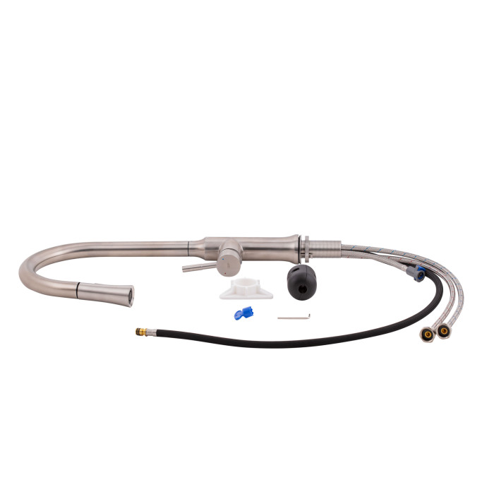 Змішувач для кухні Qtap Baruska з висувним виливом QTBAR9137103UN Brushed Nickel PVD (QTBAR9137103UN)