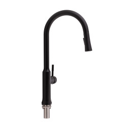Змішувач для кухні Qtap Baruska з висувним виливом QTBAR9137103UB Black Matt (QTBAR9137103UB)