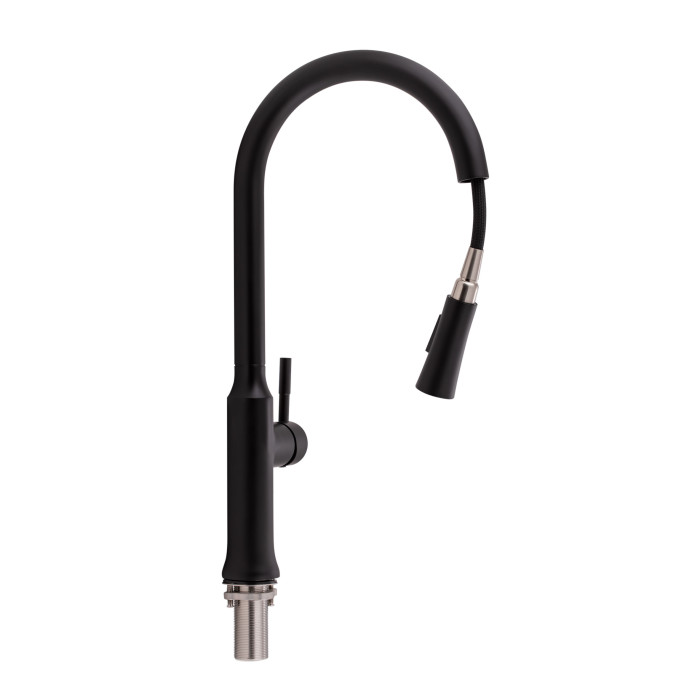 Змішувач для кухні Qtap Baruska з висувним виливом QTBAR9137103UB Black Matt (QTBAR9137103UB)