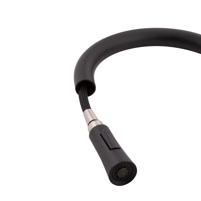 Змішувач для кухні Qtap Baruska з висувним виливом QTBAR9137103UB Black Matt (QTBAR9137103UB)
