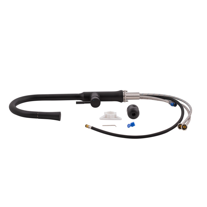 Змішувач для кухні Qtap Baruska з висувним виливом QTBAR9137103UB Black Matt (QTBAR9137103UB)