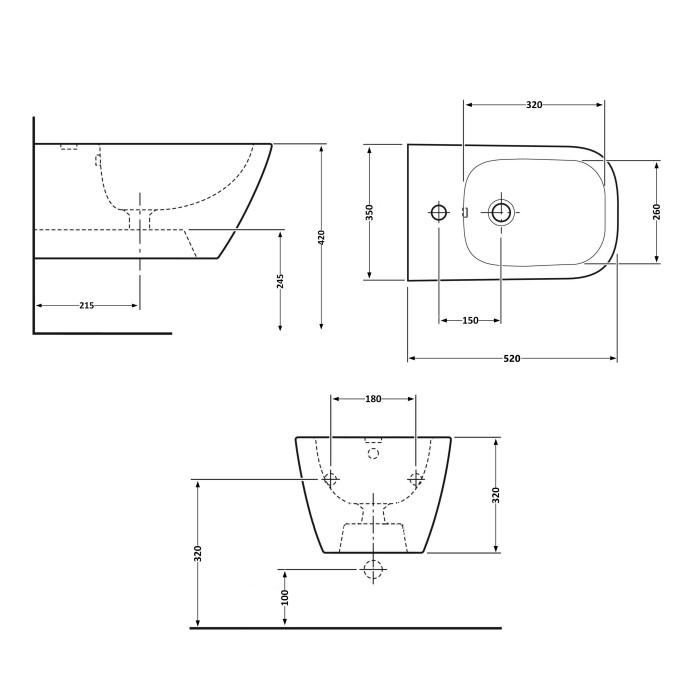 Биде подвесное Qtap Tern 520x350x320 White QT17551303GW (QT17551303GW)