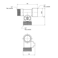 Кран приладовий кульовий SD Plus 1/2"х3/4"х1/2" ЗЗВ SD186W152015 (SD186W152015)
