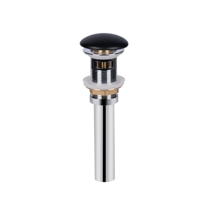 Донний клапан для раковини Qtap PU03O 225х70х70 Matt black з переливом (QT066PU03OMB)