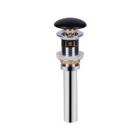 Донний клапан для раковини Qtap PU03O 225х70х70 Matt black з переливом (QT066PU03OMB)