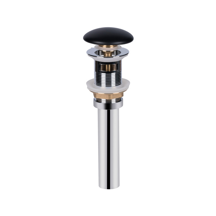 Донний клапан для раковини Qtap PU03O 225х70х70 Matt black з переливом (QT066PU03OMB)