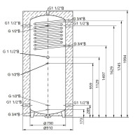 Теплоаккумулятор Thermo Alliance TAI-10 1000 с теплообменником 1,4 кв. м с изоляцией 60 мм (TAI10100060)