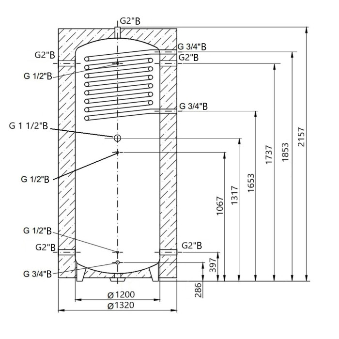 Теплоаккумулятор Thermo Alliance TAI-10 2000 с теплообменником 1,4 кв. м с изоляцией 60 мм (TAI01200060)