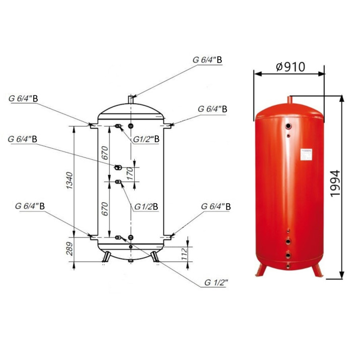 Теплоаккумулятор Thermo Alliance TA-ТАМ-00 1000 без изоляции (TAТАМ001000)