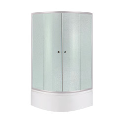Душова кабіна Latwa SC80x80.SAT.HIGH.FR полукругла, скло Frost 4 мм + Душовий піддон KAPIELKA ST80x80x41, з панеллю Lidz (LLSC8080SATHIGHFR2SET)