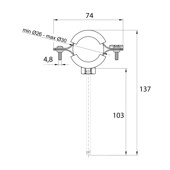 Хомут Thermo Alliance Standart 3/4" з чорною гумою (D26-30 мм) SD10020B (SD10020В)