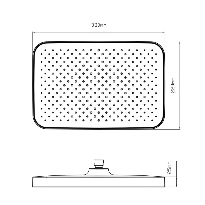 Лійка для верхнього душу Qtap Hlavova 330x220 мм прямокутна QTHLA107CRM45944 Chrome (QTHLA107CRM45944)